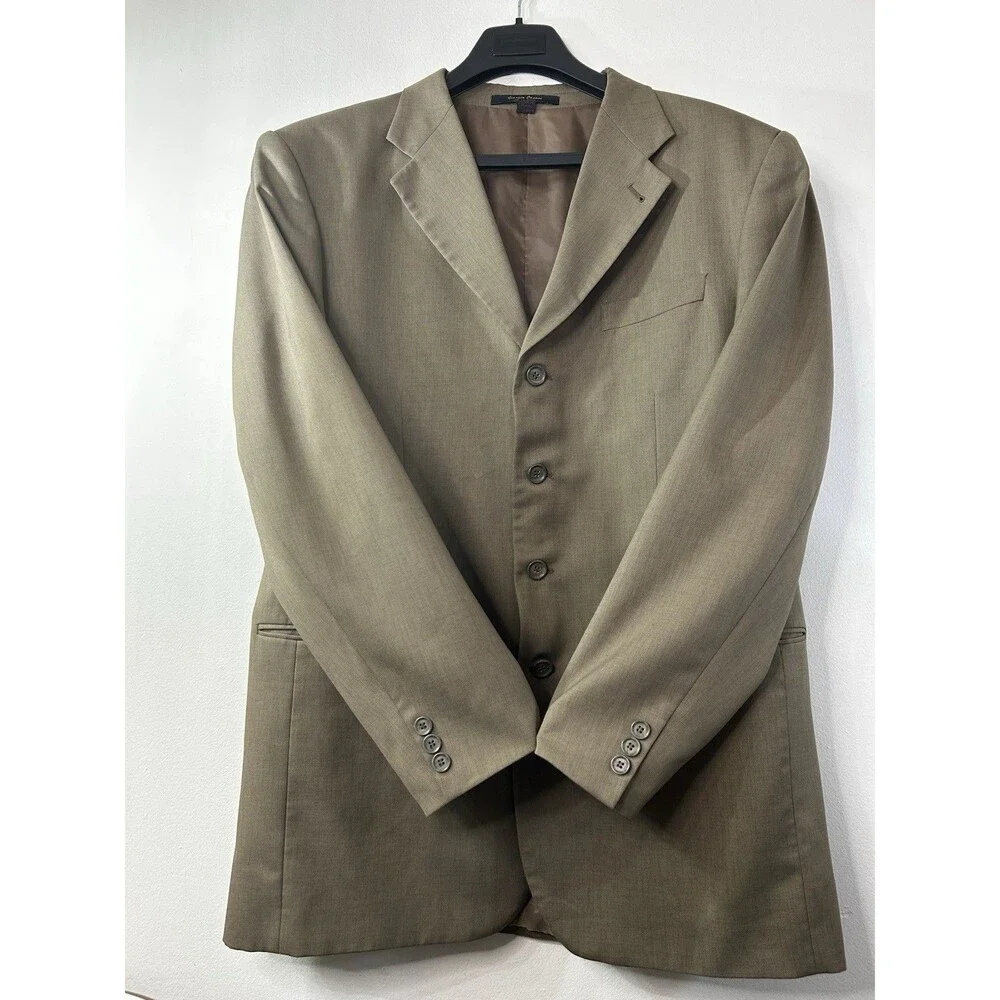 Giorgio Cosani Beige Solid Blazer Jacket 44R Single-Breasted 3-Button Vintage